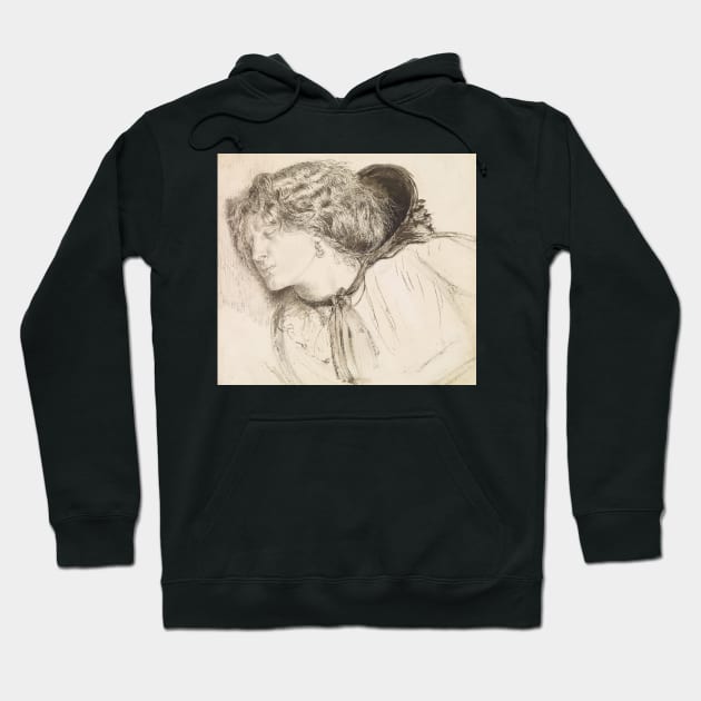 Found - Study for the Head of the Girl by Dante Gabriel Rossetti Hoodie by Classic Art Stall